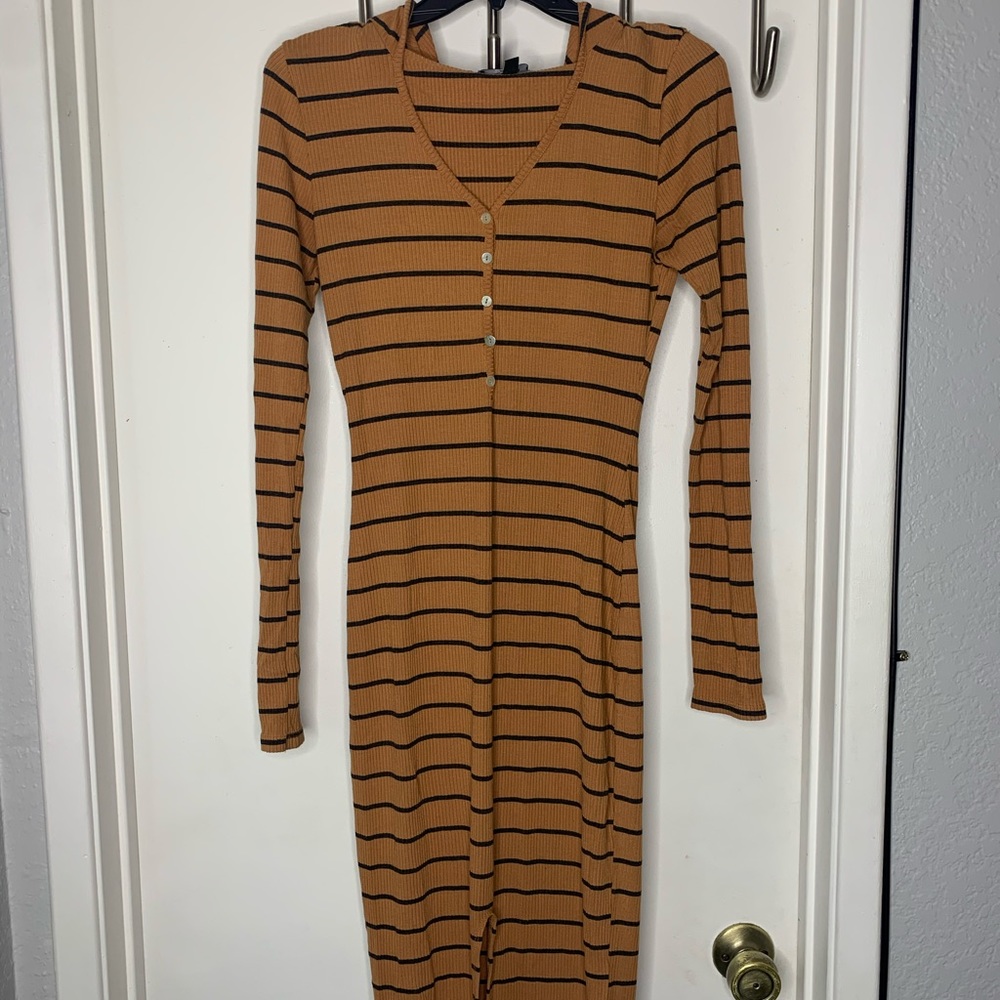 Gold + Black Midi Dress